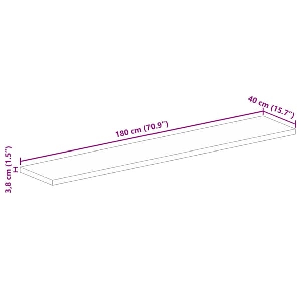 vidaXL Bordplate 180x40x3,8 cm rektangulær grovt heltre mango