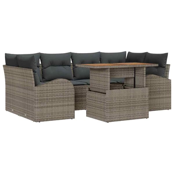 vidaXL Trädgårdssoffa Set med dyna 7 delar Grå 100 x 55 x 73 cm