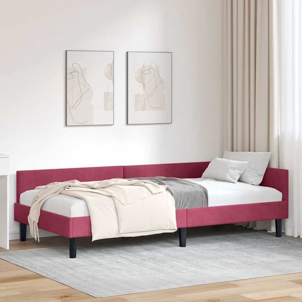vidaXL Hörnssängram Vinröd 100 x 200 cm Sammet