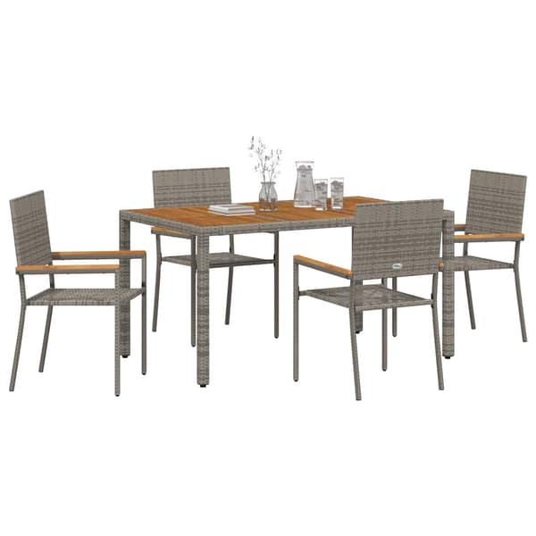 vidaXL Hage Spisegruppe 5 pcs Grå polyrotting