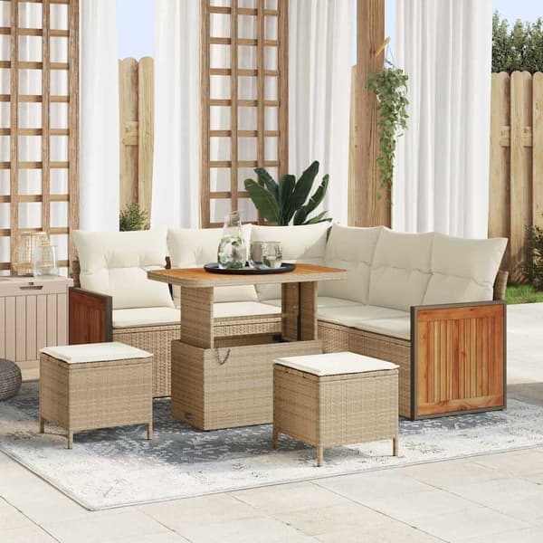 vidaXL 7-delars Trädgårds-Dining Set Svart Poly Rattan