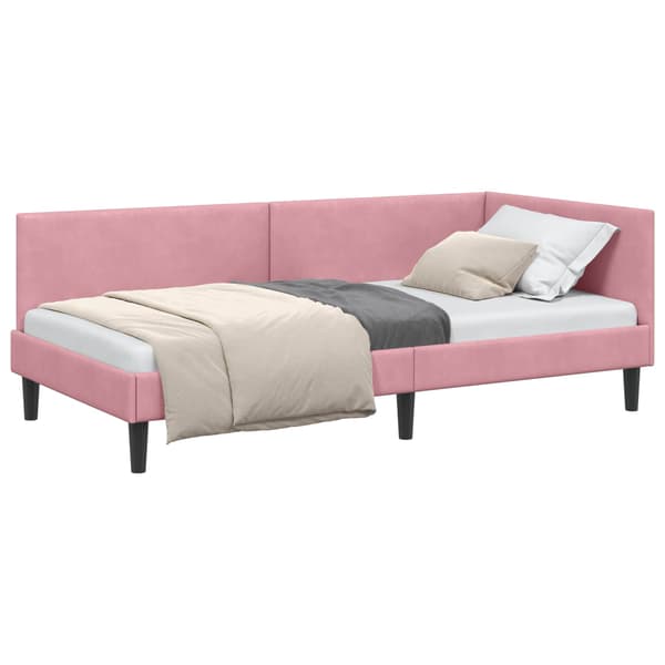 vidaXL Hörnssängram Rosa 100 x 200 cm Sammet