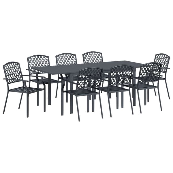 vidaXL Trädgårdsmöbelset 9 pcs Antracit Stål
