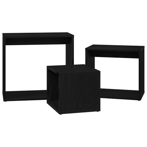 vidaXL Nesting Bord 3 pcs Svart Eik Konstruert tre