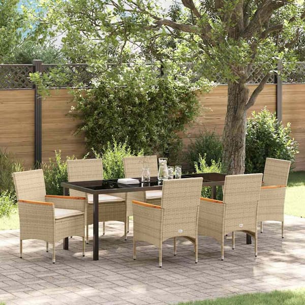 vidaXL 5-delad Trädgårdsmöbel Set med Kuddar Beige Poly Rattan