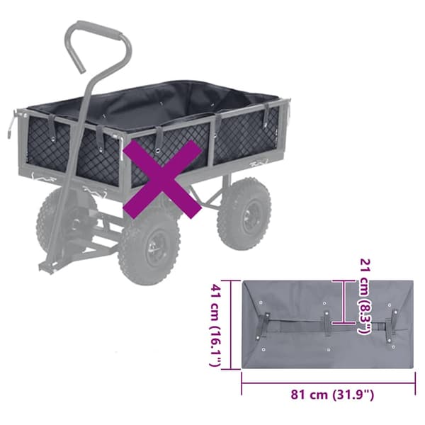 vidaXL Innerfoder till trädgårdsvagn mörkgrå 81x41x21 cm tyg
