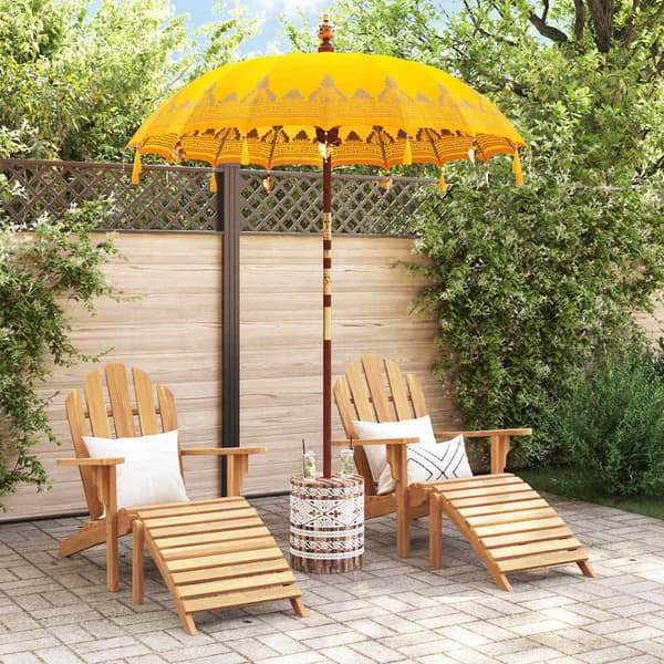vidaXL Balinesisk Parasol 260 Gul 180-190 cm Bomull og solid tre