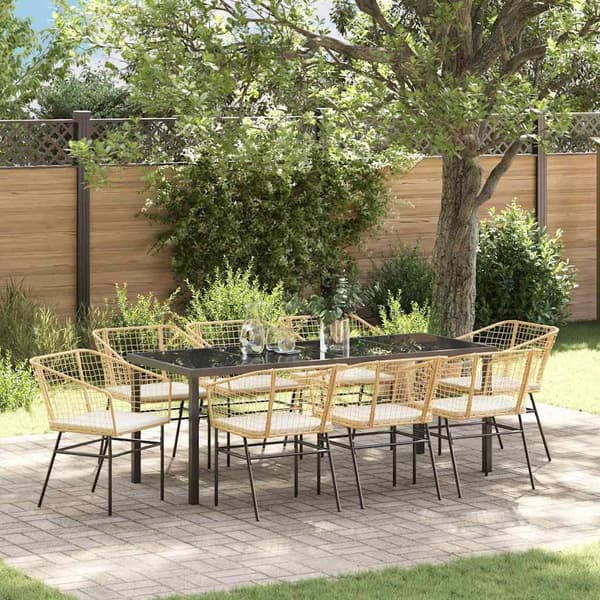 vidaXL Trädgårdsmöbelset 9 pcs Brun konstrotting