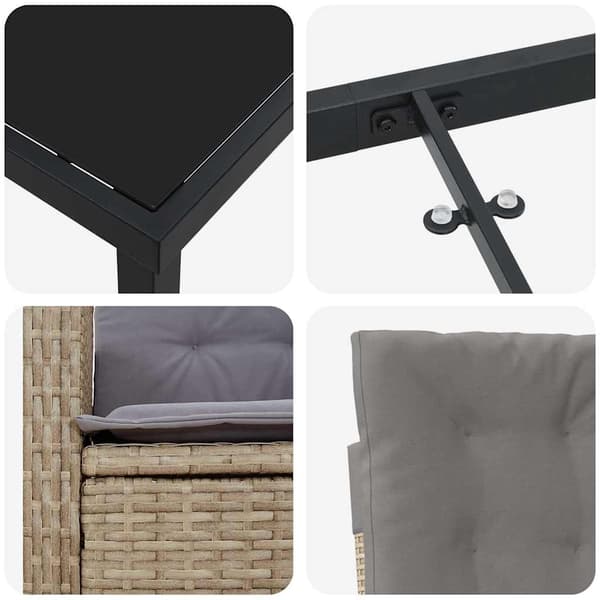 vidaXL Trädgårdsmöbelset med kudde 7 pcs Beige konstrotting