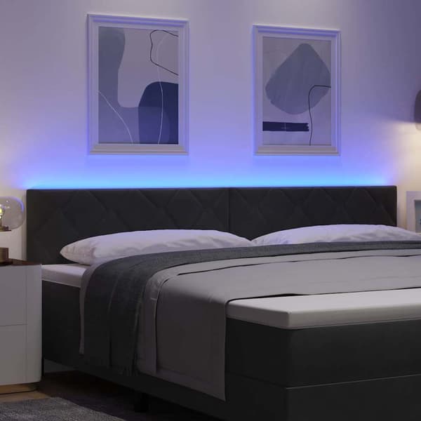 vidaXL LED huvuddyna Svart 200 cm Sammet