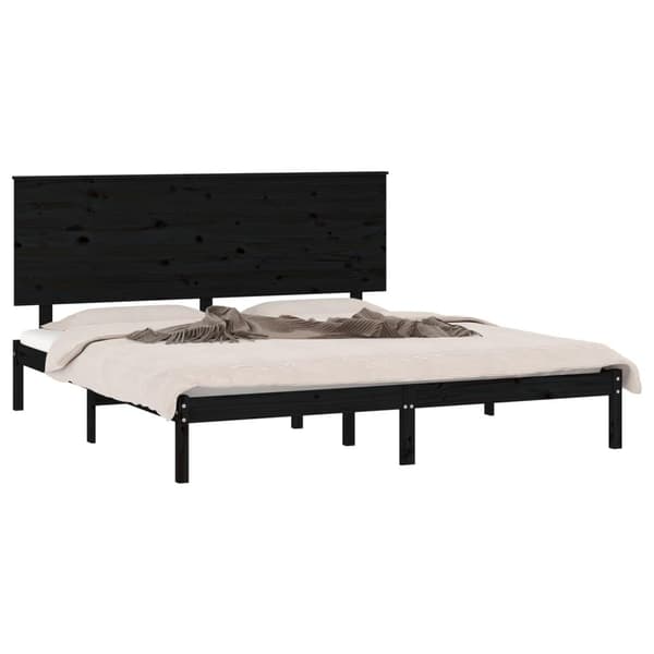 vidaXL Sängram svart massiv furu 200x200 cm