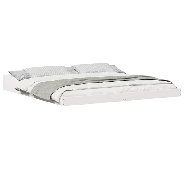 vidaXL Sängram Vit 200 x 200 cm Massiv furu