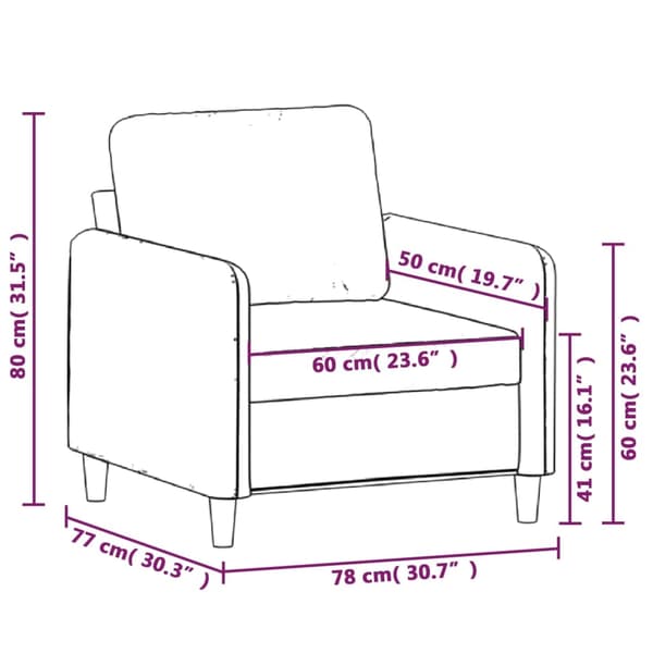 vidaXL Fåtölj Gräddvit 60 cm sammet