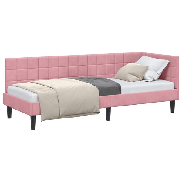 vidaXL Hörnssängram Rosa 80 x 200 cm Sammet