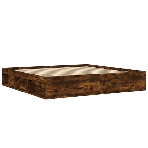 vidaXL Sengeramme røkt eik 200x200 cm