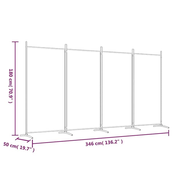 vidaXL Romdeler 4 paneler antrasitt 346x180 cm stoff