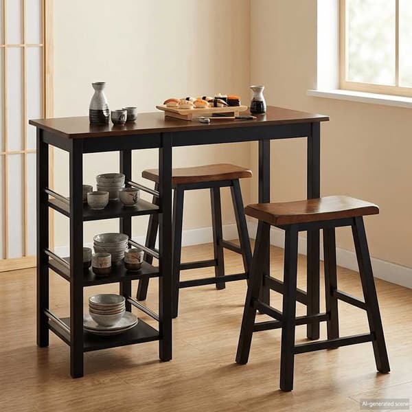 vidaXL Barsett i 3 deler MDF svart
