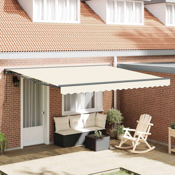 vidaXL Markisram Kräm 400 × 300 cm Polyester med PU-beläggning