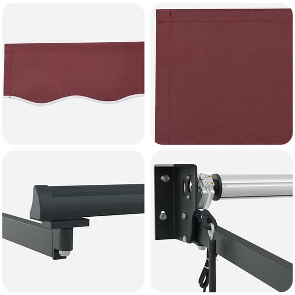 vidaXL Markis automatiskt infällbar vinröd 300x250 cm