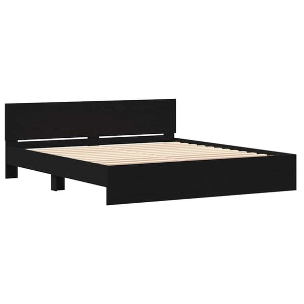 vidaXL Sengestel med hodegjerde Svart Eik 180 x 200 cm Konstruert tre