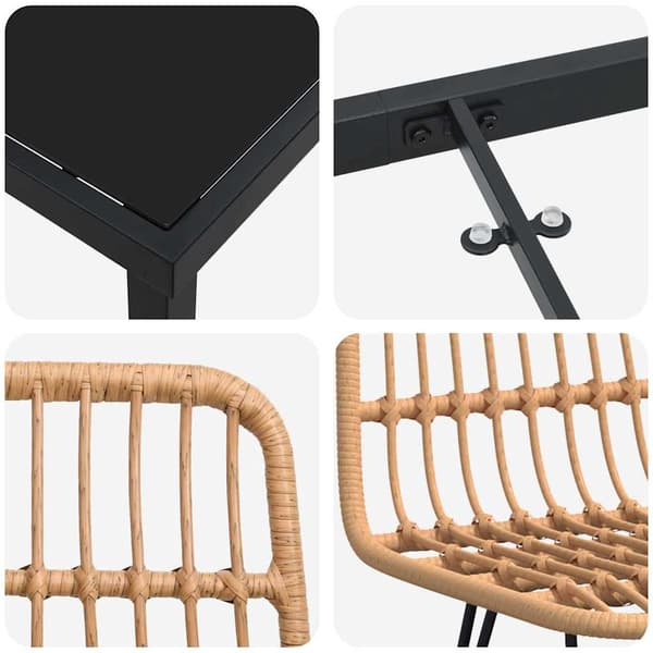 vidaXL Trädgårdsmöbelset 9 pcs Brun Pulverlackerat stål