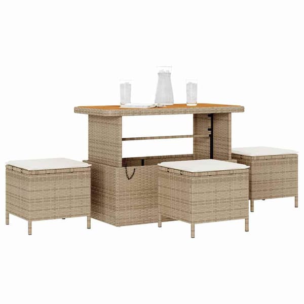 vidaXL Trädgårdsmöbelset Beige konstrotting