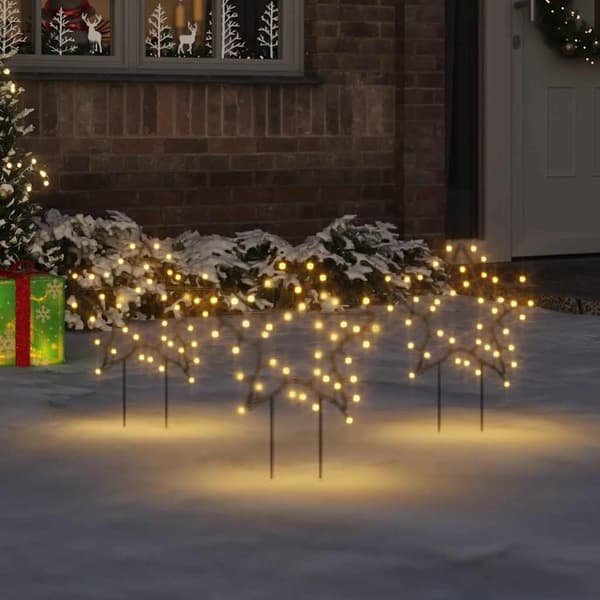 vidaXL Julelysdekorasjon med pigger 3 stjerner 50 LED 29 cm