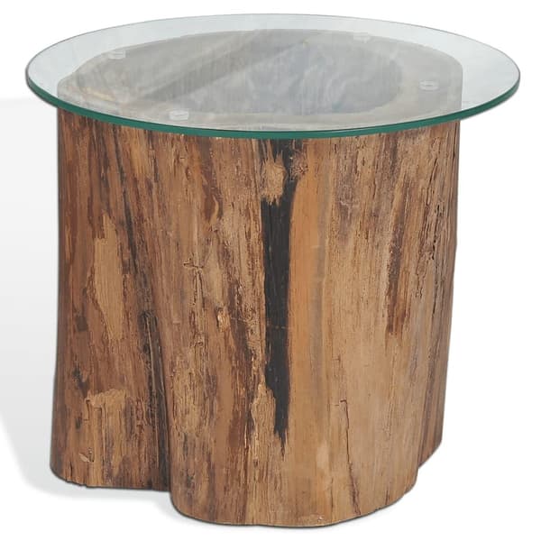 vidaXL Soffbord teak glas 50x40 cm