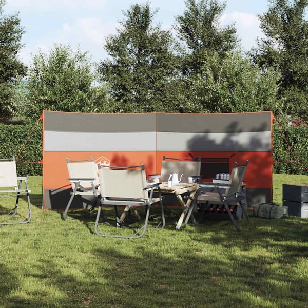 vidaXL Vindskydd för camping grått och orange 340x130 cm vattentätt