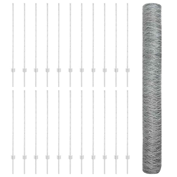 vidaXL Stängsel med stolpe Silver