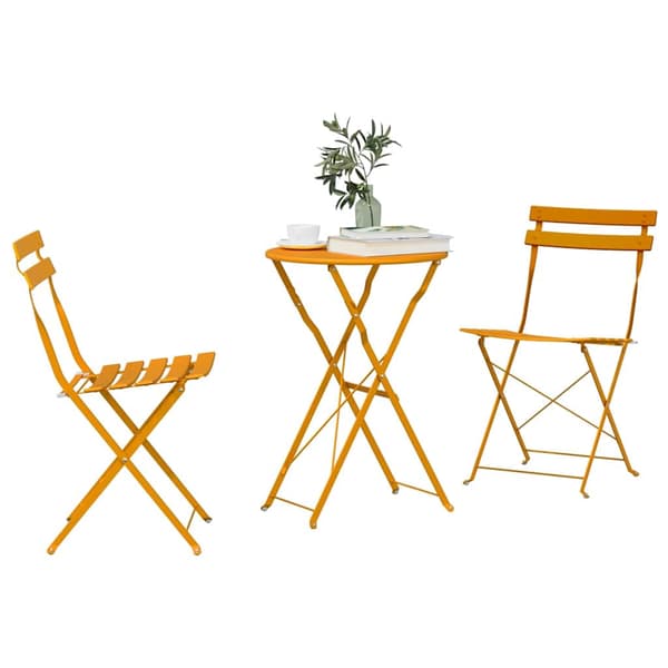 vidaXL Sammenleggbart Bistrosett 3 pcs Sennepsgul Stål