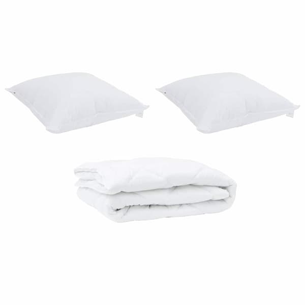 vidaXL Duntäcke med kudde 3 pcs Vit Mikrofiber