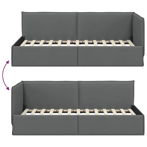 vidaXL Hörnssängram Mörkgrå 100 x 200 cm tyg