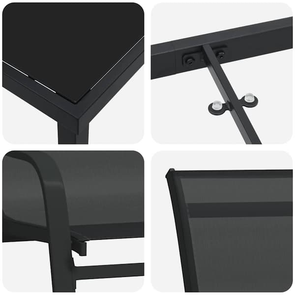 vidaXL Trädgårdsmöbelset 5 pcs Svart Pulverlackerad stål