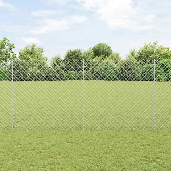 vidaXL Gjerde med innlegg. sølv 1.5 x 10 m Stål