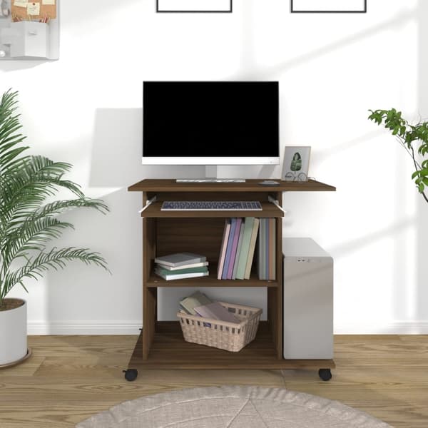 vidaXL Databord brun eik 80x50x75 cm konstruert tre