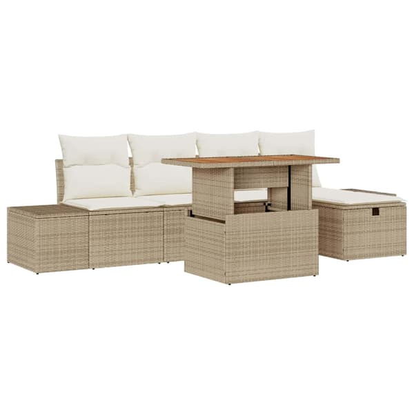 vidaXL Trädgårdsoffset 6 pcs Beige konstrotting