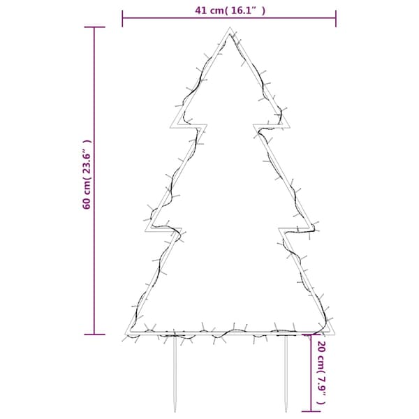 vidaXL Julelysdekorasjon med plugger tre 80 LEDs 60 cm