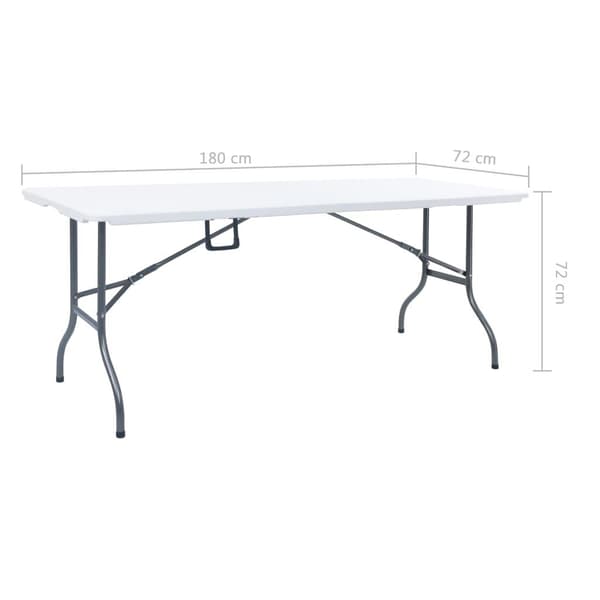 vidaXL Hopfällbart trädgårdsbord vit 180x72x72 cm HDPE