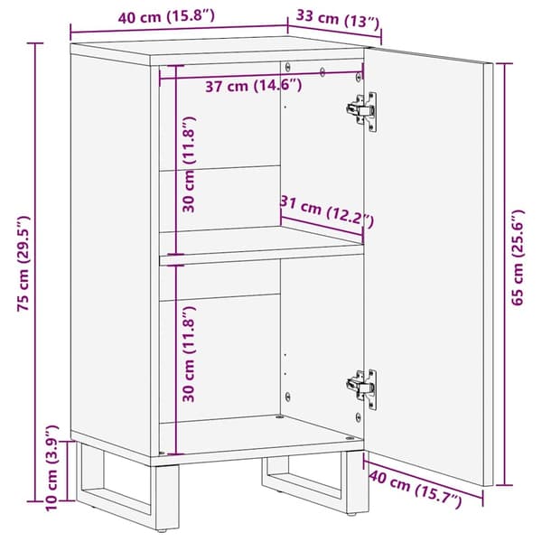 vidaXL Serviesskap Brun 40 x 33 x 75 cm heltre mango