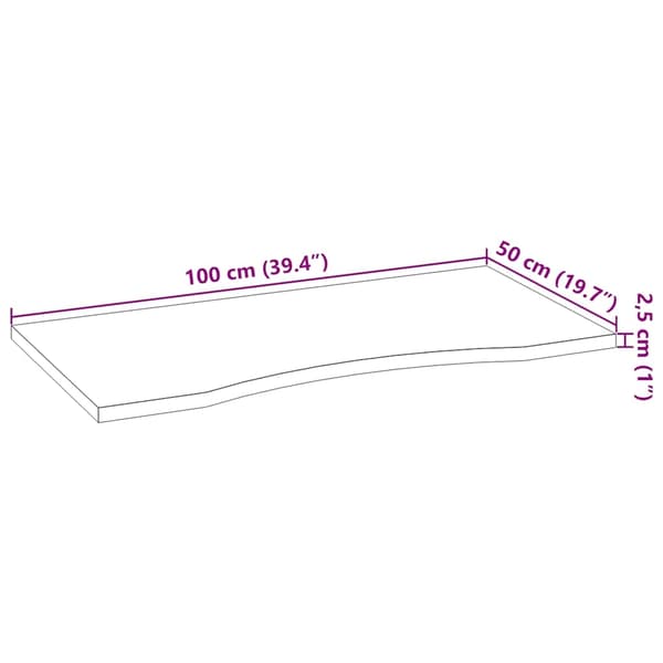 vidaXL Bordplate mørkebrun 100x50x2,5 cm rektangulær heltre eik