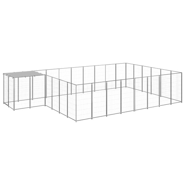 vidaXL Hundgård silver 15,73 m² stål