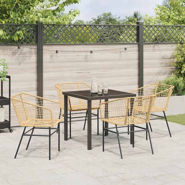 vidaXL Hage Spisegruppe 5 pcs Brun polyrotting