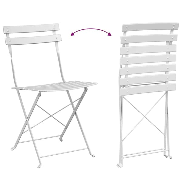 vidaXL Sammenleggbart Bistrosett 3 pcs Hvit Stål