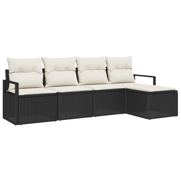 vidaXL Soffgrupp 5 delar Svart polyrotting