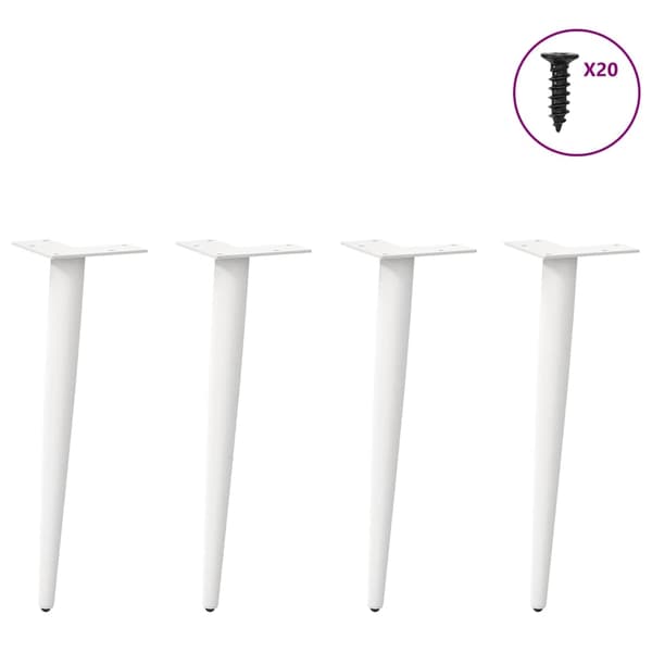 vidaXL Soffbordsben konisk form 4 st vit 30-31 cm stål