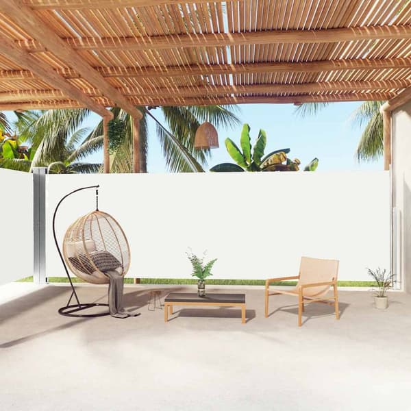 vidaXL Infällbar sidomarkis gräddvit 200x1000 cm