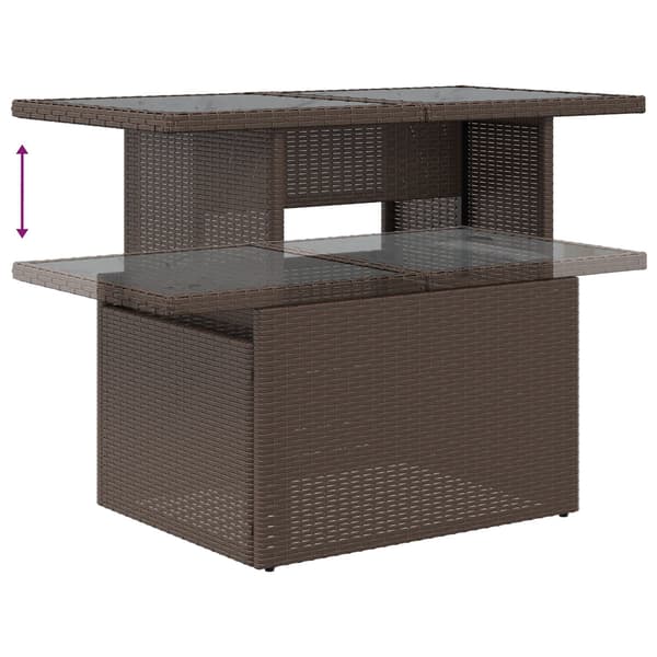 vidaXL Trädgårdsoffset med kudde 10 pcs Brun Poly rattan