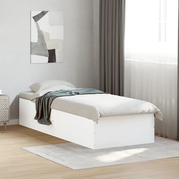 vidaXL Sängram vit 90x190 cm konstruerat trä