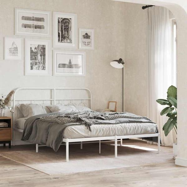 vidaXL Utskiftbar sengegavl i metall hvit 150 cm